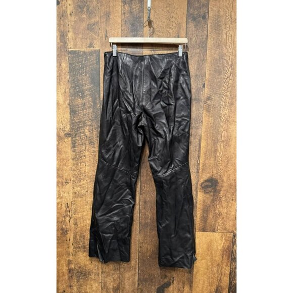 Women's Black Leather Pants - Picture 3 of 8